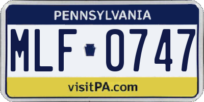 PA license plate MLF0747