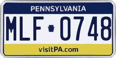 PA license plate MLF0748