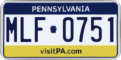 PA license plate MLF0751