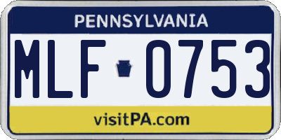 PA license plate MLF0753