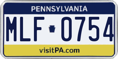 PA license plate MLF0754