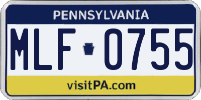 PA license plate MLF0755
