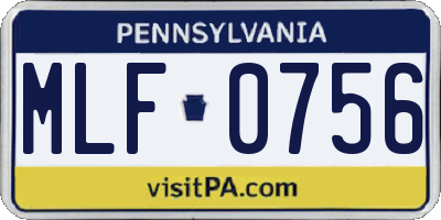 PA license plate MLF0756