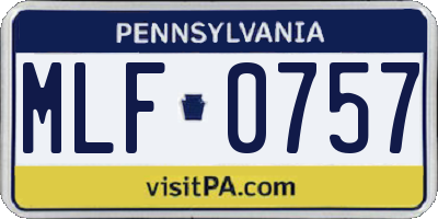 PA license plate MLF0757
