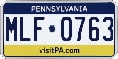 PA license plate MLF0763