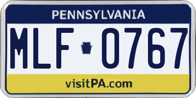 PA license plate MLF0767