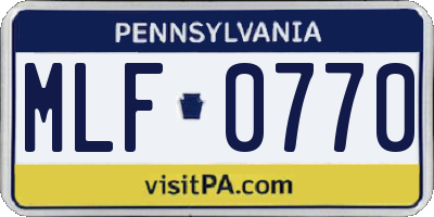 PA license plate MLF0770