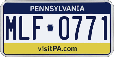 PA license plate MLF0771