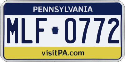PA license plate MLF0772