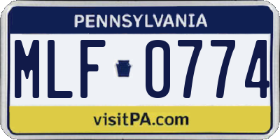 PA license plate MLF0774