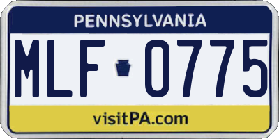PA license plate MLF0775