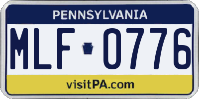 PA license plate MLF0776