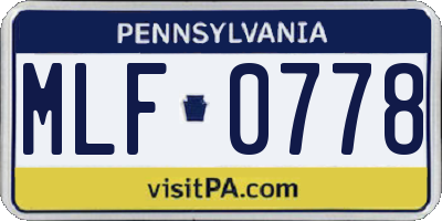 PA license plate MLF0778