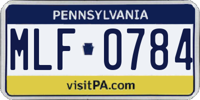 PA license plate MLF0784