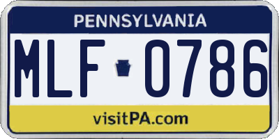 PA license plate MLF0786