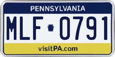 PA license plate MLF0791