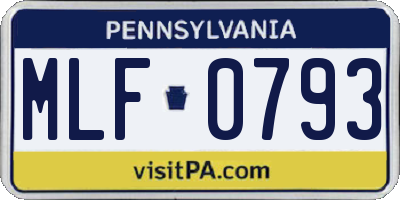 PA license plate MLF0793