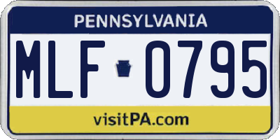 PA license plate MLF0795
