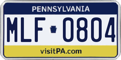 PA license plate MLF0804