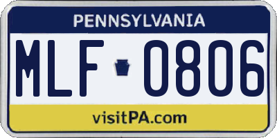 PA license plate MLF0806