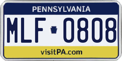 PA license plate MLF0808