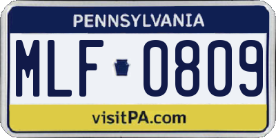 PA license plate MLF0809