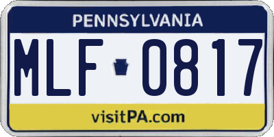 PA license plate MLF0817