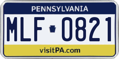 PA license plate MLF0821