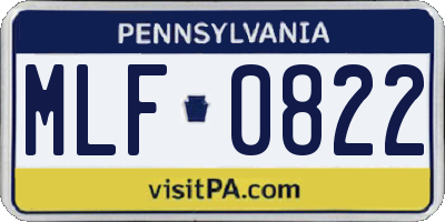 PA license plate MLF0822