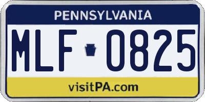 PA license plate MLF0825