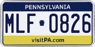 PA license plate MLF0826