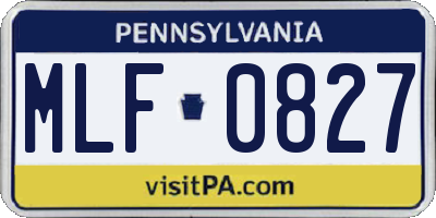PA license plate MLF0827