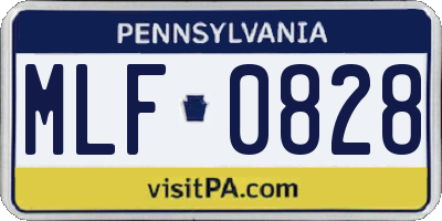 PA license plate MLF0828