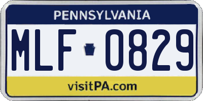 PA license plate MLF0829
