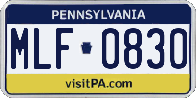 PA license plate MLF0830