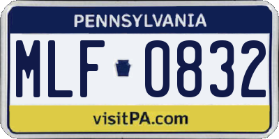 PA license plate MLF0832