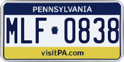 PA license plate MLF0838