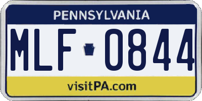 PA license plate MLF0844