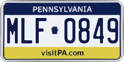 PA license plate MLF0849