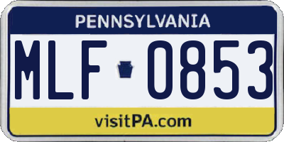 PA license plate MLF0853