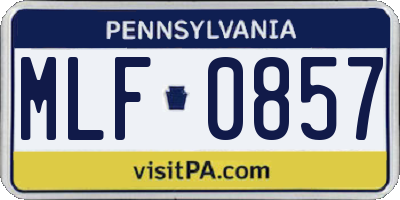 PA license plate MLF0857