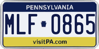 PA license plate MLF0865