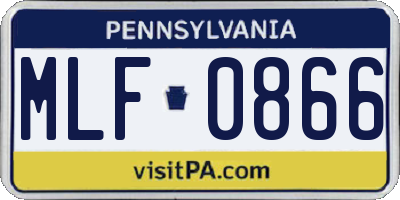 PA license plate MLF0866