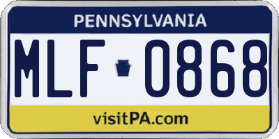 PA license plate MLF0868