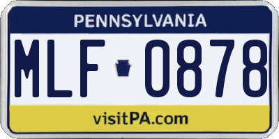 PA license plate MLF0878