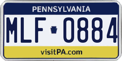 PA license plate MLF0884