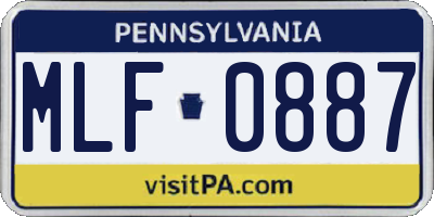 PA license plate MLF0887