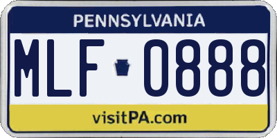 PA license plate MLF0888