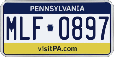 PA license plate MLF0897