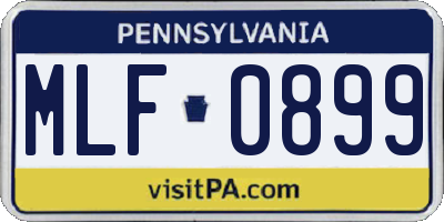 PA license plate MLF0899